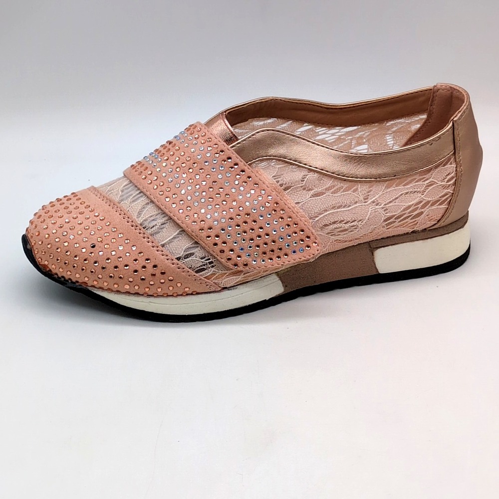 Italina by Summer Rio Shoes Womens Pink 7 Fashion Sneaker Rhinestones Lace NEW